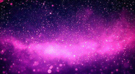 Naklejka premium Glowing sparkles and particles scattered across a vibrant purple and pink cosmic background evoking a sense of wonder and vastness