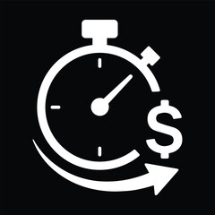 Stopwatch Efficiency Symbol Black and White Vector