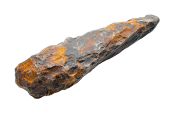 Remarkable meteor specimen showcasing unique textures and colors isolated against a white background captured at gigapixel resolution