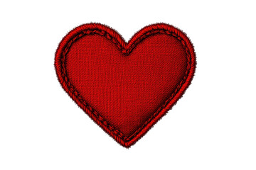 Vibrant red patch badge featuring a heart design, symbolizing love and affection, ideal for clothing and accessories