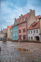 Old streets of Riga city center in the evening. Latvia