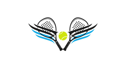 Obraz premium Dynamic tennis and paddle ball interplay design featuring rackets and motion