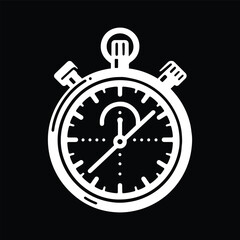 Stopwatch Efficiency Symbol Black and White Vector