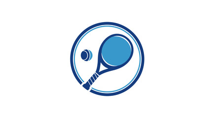 Obraz premium Dynamic tennis icon showcasing a racket and ball within a circular emblem