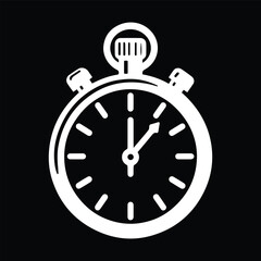 Stopwatch Efficiency Symbol Black and White Vector