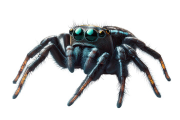 Fototapeta premium Close up view of a spider showcasing intricate details of its body and unique eye structure, captured in a low resolution setting