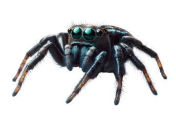 Close up view of a spider showcasing intricate details of its body and unique eye structure, captured in a low resolution setting