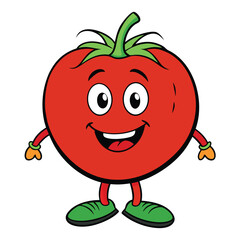 Vector art of cartoon tomato character with a happy expression