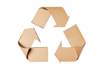 Cardboard recycling symbol depicting a circular pattern made of cardboard materials, advocating for sustainability and eco-friendly practices in waste management and recycling initiatives