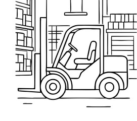 Forklift Coloring Page for Kids