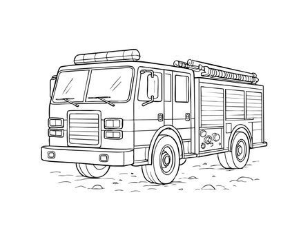 Fire Truck Vector Illustration for Coloring Book