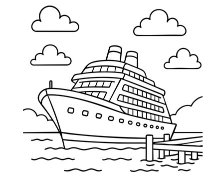 Cruise Ship Vector Illustration