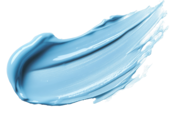 Light blue cream smear isolated on transparent background with smooth texture and vibrant color for artistic applications and design