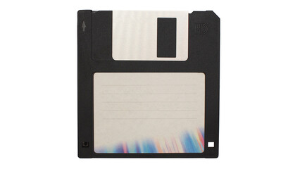 Floppy disk with blank label on white background