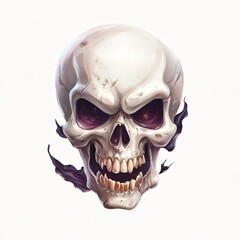 Obraz premium Spooky skull design featuring menacing grin and dark shadows in a minimalist style for Halloween decorations