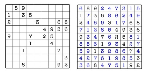 Sudoku Game Board and Answer Key
