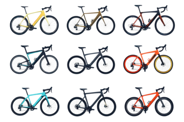 Collection of modern bicycles showcasing vibrant colors and sleek designs suitable for various cycling enthusiasts and urban commuting