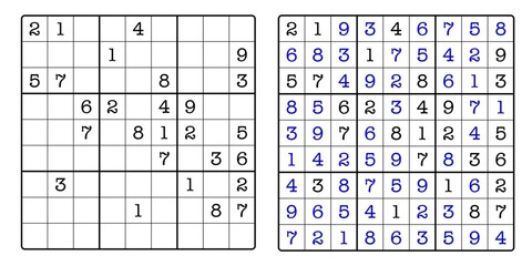 Sudoku Game Board and Answer Key