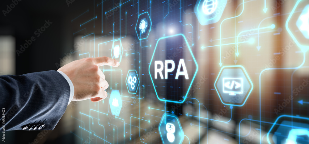 Aufkleber rpa robotic process automation system. artificial intelligence concept