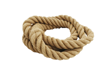 Natural jute rope coiled on a white background displaying texture and craftsmanship perfect for various projects and uses