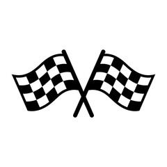 Black and White Checkered Flags Crossed Symbolizing Racing Victory Achievement Competition and Motorsport Championship Event Illustration