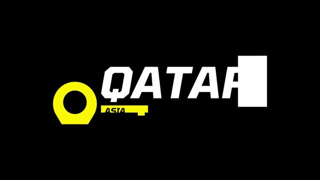 Animated Qatar Location Pin Text Bar Background