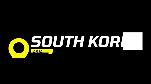 Animated South Korea Location Pin Text Bar Background