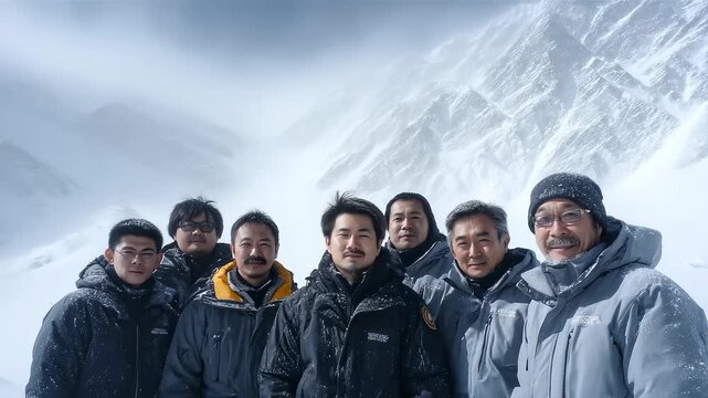 Mountaineering Team Snow Mountain Photo Shows Resilience