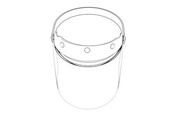 Line Art Vector of Transparent Face Shield PPE for Virus Protection. Essential Safety Visor, COVID-19 Pandemic Prevention, Healthcare Worker Protective Gear, Droplet Barrier for Workplace Safety.