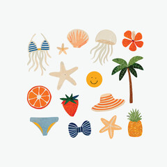 Summer Beach Vacation Holiday Tropical Elements Collection