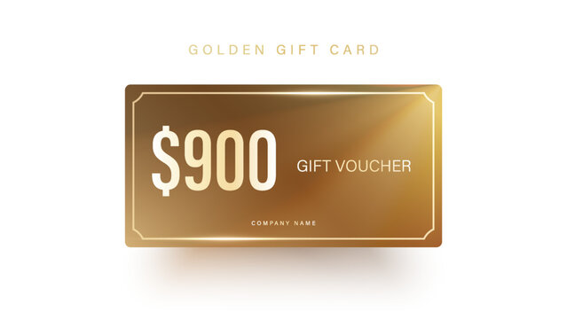 Golden Gift Voucher for $900 Luxury Premium Gift Voucher Design. Golden gift card design.