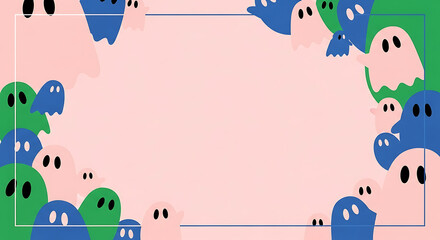 Whimsical ghostly frame, a playfully spooky and vibrant design for Halloween