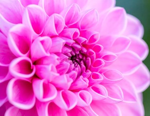 Macro close-up of a vibrant pink dahlia flower with beautiful petal texture