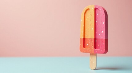 A vibrant popsicle model stands against a pastel background, showcasing a summery design with delightful color contrasts.