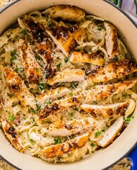 Creamy Chicken Fettuccine Alfredo in a Dutch Oven