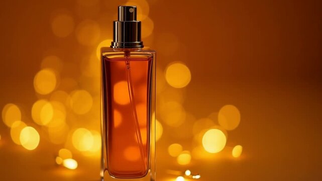perfume bottle golden bokeh