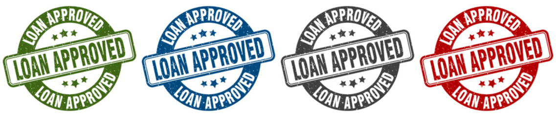 loan approved stamp. loan approved round stamp set isolated on white background