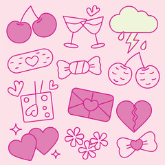 Cute Pink Valentine Day Elements Collection