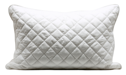 A quilted pillow, cream-colored