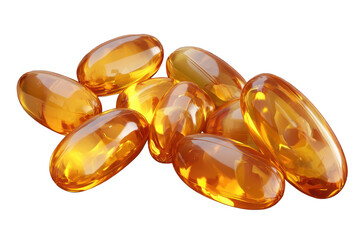 Vitamin pills captured in high resolution on a transparent background showcasing their natural shine and smooth texture
