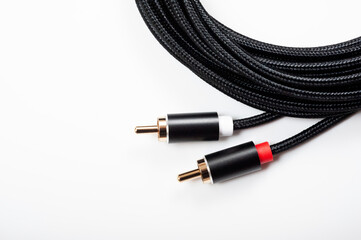 Long black RCA 3.5 to 2RCA splitter jack cable.