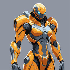 anime style future soldier robot vector