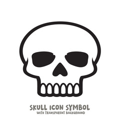 Skull Icon Symbol Vector Illustration in Black and White