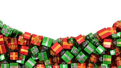 des centaines de paquets cadeaux empilés en bas de page pour Noël - illustration 3D