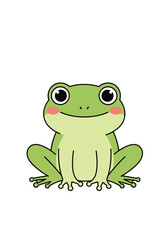 Adorable green frog illustration with big eyes and pink cheeks a cute amphibian character ready for your designs