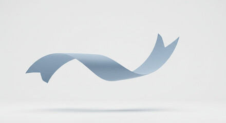 Abstract blue ribbon swirling gracefully against a white background  