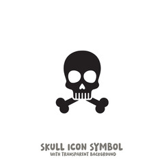 Skull Icon Symbol Vector Illustration in Black and White