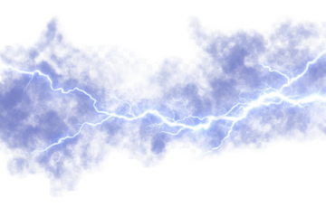 Vibrant blue lightning effect with transparent background ideal for graphic design and digital art projects