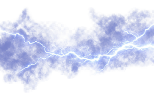 Vibrant blue lightning effect with transparent background ideal for graphic design and digital art projects