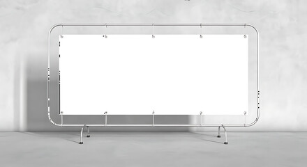 Obraz premium Blank Banner Mockup On Concrete Wall Background